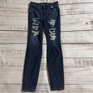 American Eagle‎ Jeans Next Level Stretch Jegging Distressed High Rise Women's 4